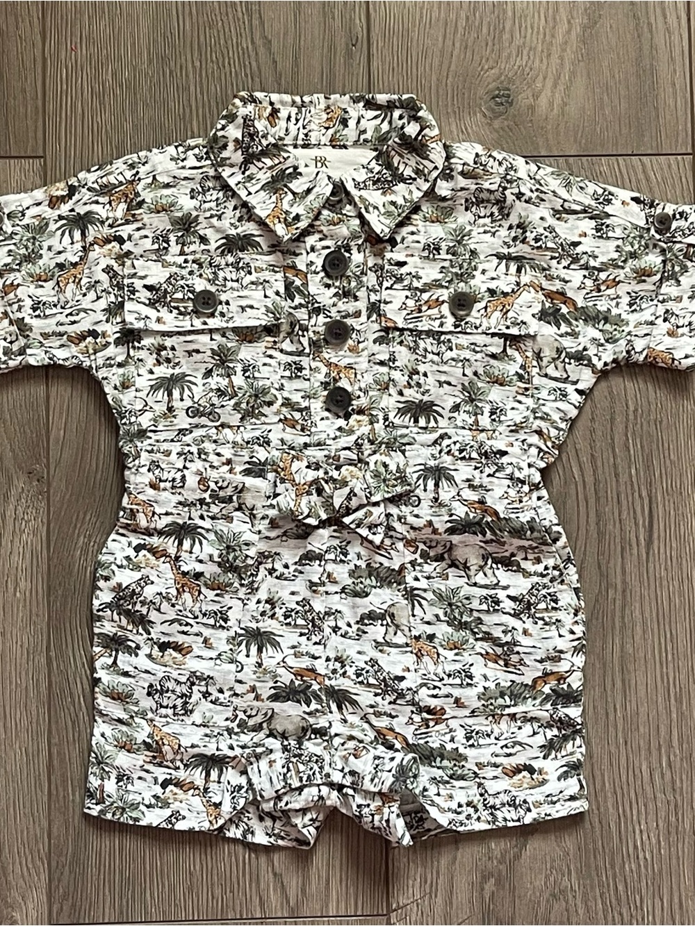 Banana Republic Baby Zoo Print Linen 3-6m Safari Romper